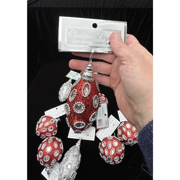 Everything Christmas, Decorations by Country Silk Red & Silver Lot Of 12 New! - Picture 12 of 12